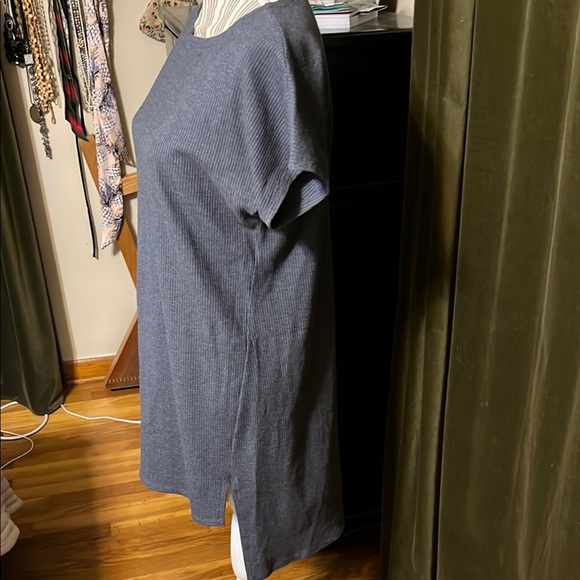 Eileen Fisher Blue Gray Relaxed ribbed T-Shirt Tunic - Picture 2 of 4